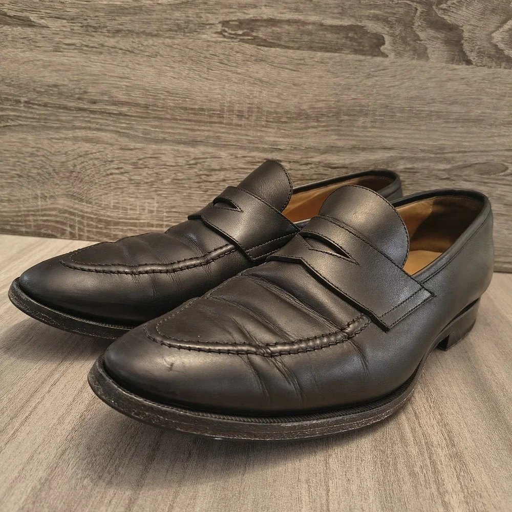 Mens Suitsupply Black Leather Penny Loafers Shoes Size‎ UK11 US12 EU45